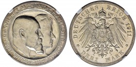 DEUTSCHLAND. DEUTSCHE MÜNZEN SEIT 1871. Württemberg, Königreich. Wilhelm II. 1891-1918. 3 Mark 1911 F, Stuttgart. Hoher Querstrich. J. 177b. NGC PF63....