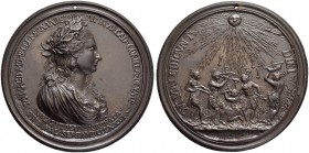 ITALIEN. KUNSTMEDAILLEN DES BAROCK. Bronzemedaille 1776. Auf Maria Maddalena Morelli (1728-1800). Medailleur Giovanni Zenobio Weber in Florenz (ca. 17...