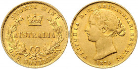 Australien Victoria 1837 - 1901 Sovereign 1870 S Sydney Friedberg 10 8,88g vz/stgl