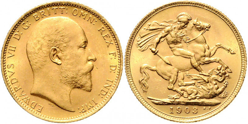 Australien Edward VII. 1901 - 1910 Sovereign 1903 S Sydney Friedberg 32 8,04g vz...
