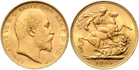 Australien Edward VII. 1901 - 1910 Sovereign 1905 M Melbourne Friedberg 33 8,04g vz/stgl