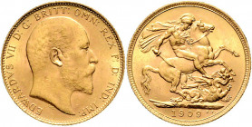Australien Edward VII. 1901 - 1910 Sovereign 1909 M Melbourne Friedberg 33 8,04g vz/stgl