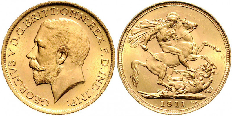 Australien George V. 1910 - 1936 Sovereign 1911 S Sydney Friedberg 38 8,03g f.st...