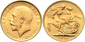 Australien George V. 1910 - 1936 Sovereign 1914 M Melbourne Friedberg 39 8,04g f.stgl