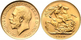 Australien George V. 1910 - 1936 Sovereign 1918 P Perth Friedberg 40 8,05g f.stgl