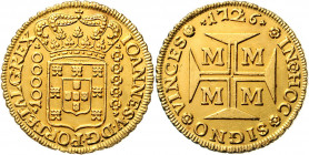 Brasilien Joao VI. 1707 - 1750 10.000 Reis 1726 M Minas Gerais Friedberg 34 26,65g f.stgl