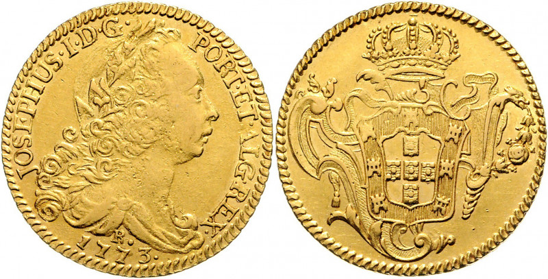 Brasilien Jose I. 1750 - 1777 6400 Reis 1773 R Rio Friedberg 69 14,14g vz