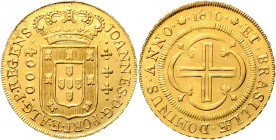 Brasilien Maria I. 1786 - 1816 4000 Reis 1810 Rio Friedberg 95 8,05g stgl