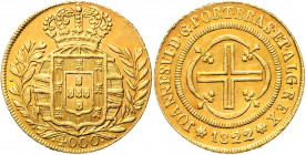 Brasilien Joao VI. 1818 - 1822 4000 Reis 1822 Rio herrliche Goldpatina Friedberg 99 8,08g vz
