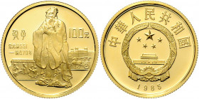 China Volksrepublik 100 Yuan 1985 Konfuzius Friedberg 17 11,40g PP
