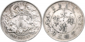 China Hsüan-túng 1908 - 1911 Dollar 1911/Jahr 3 Chinesische Chopmarks KM Y3, L+M 37, Kann 227 26,93g ss/vz