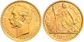 Dänisch Westindien Christian IX. 1863 - 1906 20 Francs 1905 Kopenhagen Friedberg 2 6,45g f.stgl