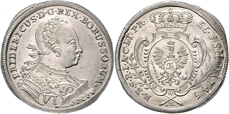 Deutschland Preußen König Friedrich II. der Grosse 1740 - 1786 VI Kreuzer 1745 W...