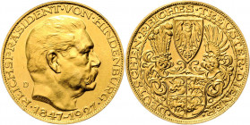 Deutschland Weimarer Republik 1919 - 1933 Goldmedaille zu 5, 3/4 Dukaten 1927 D München zum 80. Geburtstag des Reichspräsidenten Paul von Hindenburg. ...