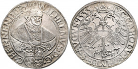 Deutschland Henneberg, Grafschaft Wilhelm V. von Henneberg-Schleusingen 1480 - 1559 Taler 1555 HN Schleusingen Mit Titel Karl V. korrodiert. Heus 103 ...