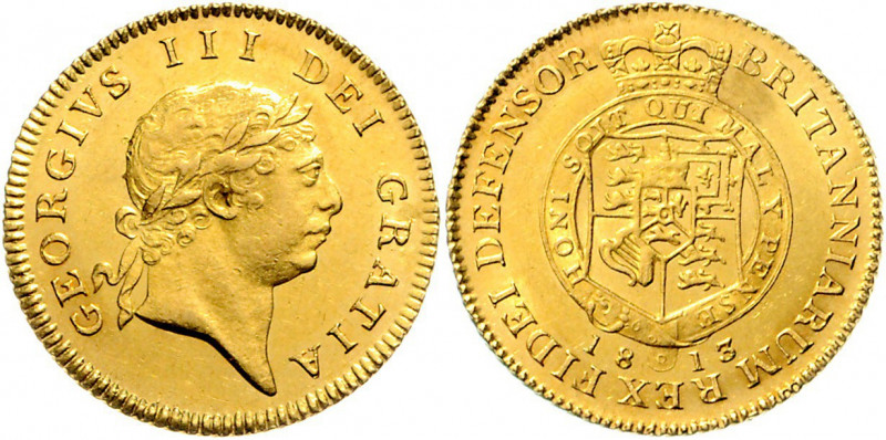 Großbritannien George III. 1760 - 1820 1/2 Guinea 1813 London Laureate head // c...