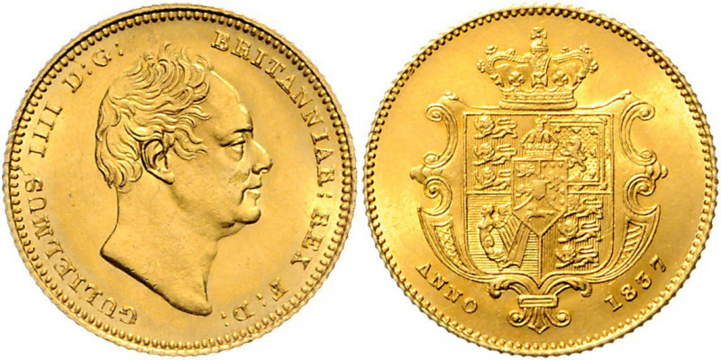 Großbritannien William IV. 1830 - 1837 1/2 Sovereign 1837 London Bare head right...