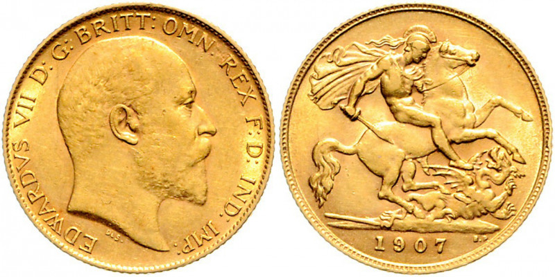 Großbritannien Edward VII. 1902 - 1910 1/2 Sovereign 1907 London Friedberg 401 4...