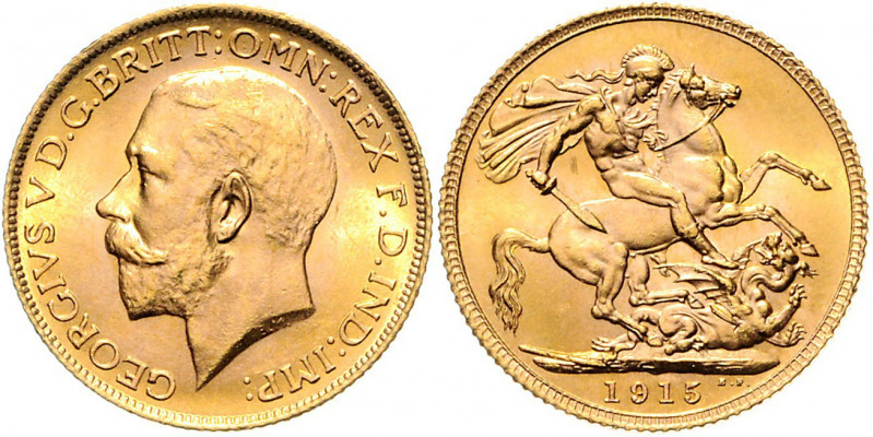 Großbritannien George V. 1910 - 1936 1 Sovereign 1915 London Friedberg 404 8,00g...