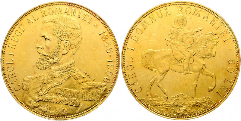 Rumänien Carol I. 1866 - 1914 50 Lei 1906 AM Friedberg 6 16,17g vz/stgl