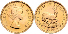 Süd Afrika Elizabeth II. 1952 - heute 1/2 Pfund 1953 Pretoria Friedberg 10 4,00g stgl/PP