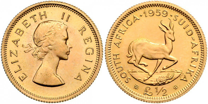 Süd Afrika Elizabeth II. 1952 - heute 1/2 Pfund 1959 Pretoria Friedberg 10 4,00g...