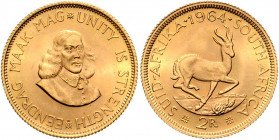 Süd Afrika C. Republik 1960 - 2 Rand 1964 Pretoria Friedberg 11 8,00g stgl