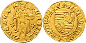 Ungarn Sigismund 1387 - 1437 Goldgulden 2 Lilien Kaschau Pohl D 1-6 3,56g vz