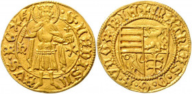 Ungarn Matthias Corvinius 1458 - 1490 Goldgulden N-Kreuz Pohl K 3-3b 3,56g vz