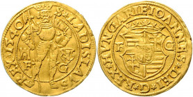 Ungarn Siebenbürgen Johannes Zapolya 1526 - 1540 Goldgulden 1540 F-G//F-G Klausenburg Pohl N 11-1 3,47g ss