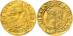 Ungarn Siebenbürgen Johann II. Sigismund 1559 - 1571 Dukat 1567 Hermannstadt Henkelspur Huszár (Siebenbürgen) 41 3,49g ss