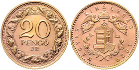 Ungarn Republik 20 Pengö 1929 Goldprobe Huszar 2269 5,85g vz
