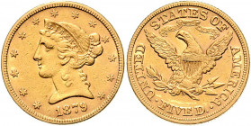 USA 5 Dollar 1879 Philadelphia Friedberg 143 8,35g ss+