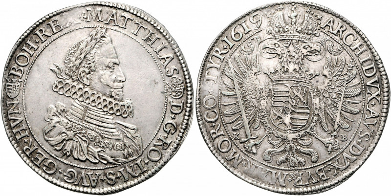 Matthias II. 1612 - 1619 Taler 1619 K-B Kremnitz MzA. Seite 108 28,59g f.vz