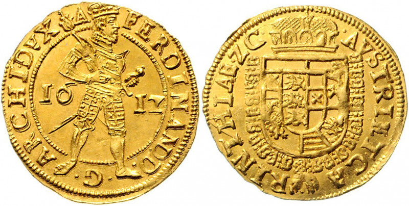 Ferdinand (II.) als Erzherzog 1592 - 1618 Dukat 1612 Klagenfurt Her. 24 3,44g f....