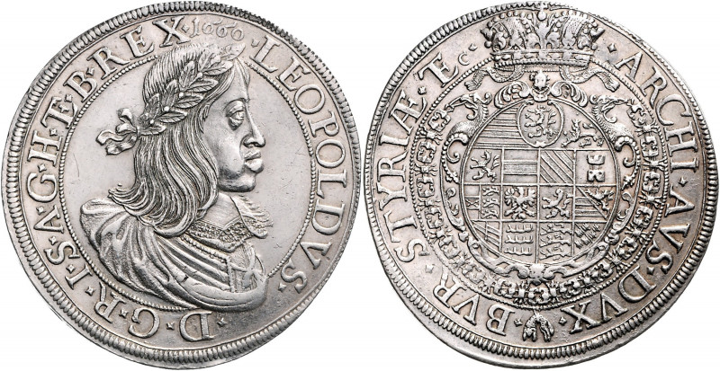 Leopold I. 1657 - 1705 Taler 1660 Graz Her. 605 28,57g f.vz