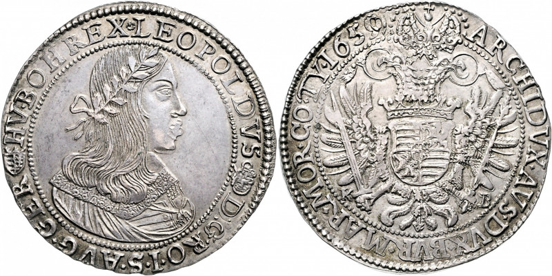 Leopold I. 1657 - 1705 Taler 1659 KvB Kremnitz Her. 714 28,65g vz