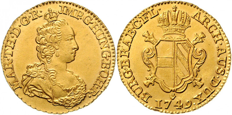 Maria Theresia 1740 - 1780 2 Souverain d´or 1749 R Antwerpen Fr. 1597, Her. 330,...