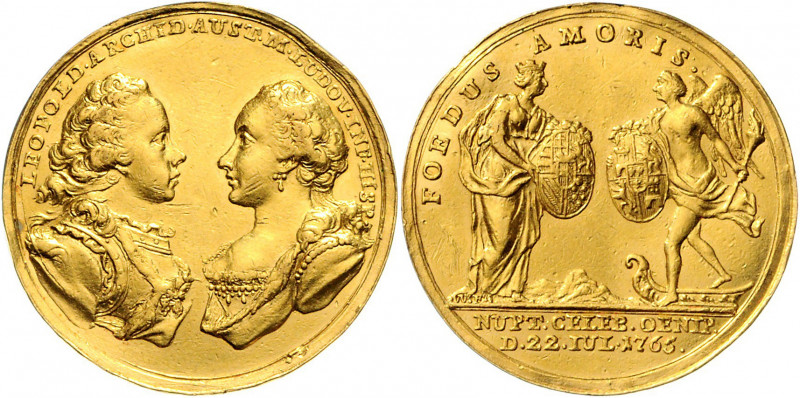 Maria Theresia 1740 - 1780 Goldmedaille zu 3,5 Dukaten 1765 Wien von Widemann a....