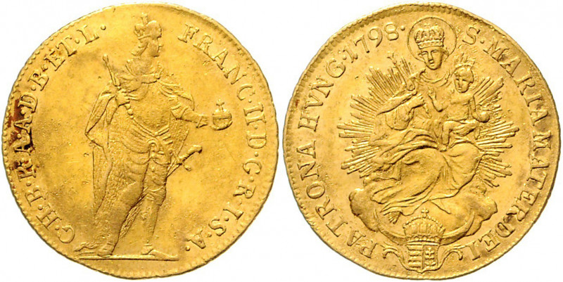 Franz II. 1792 - 1806 Dukat 1798 Wien für Ungarn Her. 92 3,46g ss