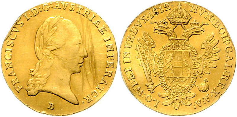 Franz I. 1806 - 1835 Dukat 1812 B Kremnitz Henkelspur, Kratzer im Avers Fr. 39 3...