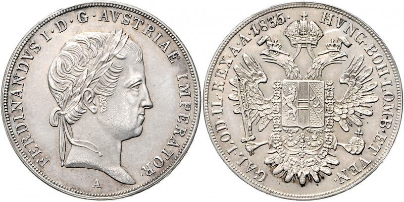 Ferdinand I. 1835 - 1848 1/2 Taler 1835 A Wien Fr. 776 14,00g f.stgl/stgl