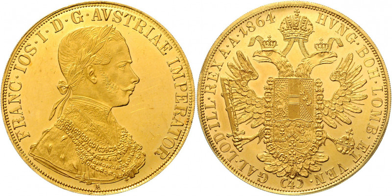 Franz Joseph I. 1848 - 1916 4 Dukaten 1864 A Wien Fr. 1110 13,98g f.stgl/stgl