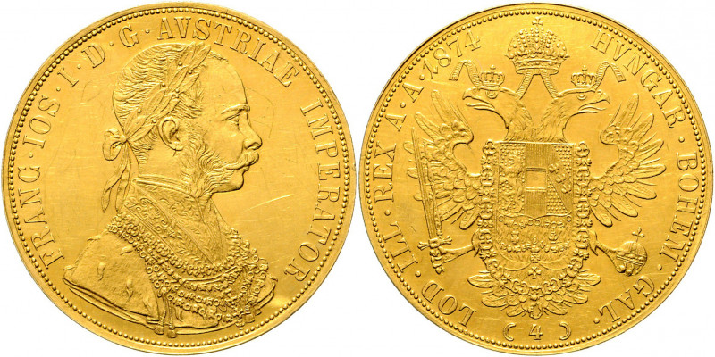 Franz Joseph I. 1848 - 1916 4 Dukaten 1874 Wien Kratzer Fr. 1123 13,92g ss