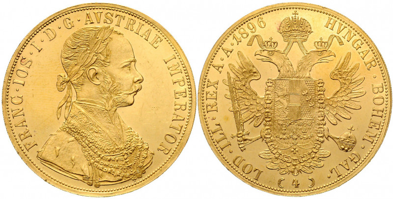 Franz Joseph I. 1848 - 1916 4 Dukaten 1896 Wien gewellt Fr. 1145 14,00g vz/stgl