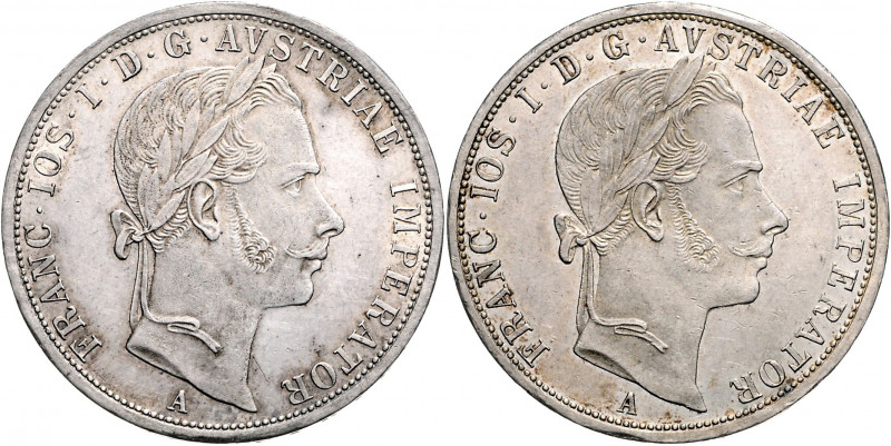 Franz Joseph I. 1848 - 1916 Lot 4 Stück 2 Gulden / 2 Florin 1862 - 1865 alle A F...