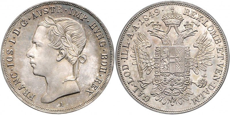 Franz Joseph I. 1848 - 1916 1/2 Conventions - Taler = 1 Gulden 1849 A Wien Fr. 1...