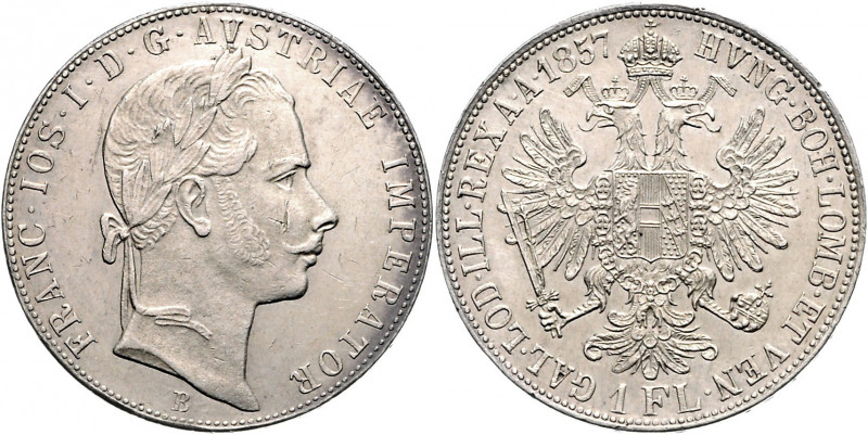 Franz Joseph I. 1848 - 1916 1 Gulden 1857 B Kremnitz Fr. 1443 12,34g vz