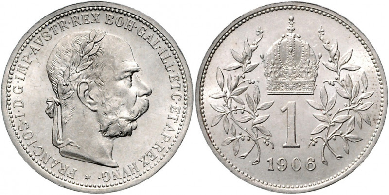 Franz Joseph I. 1848 - 1916 1 Krone 1906 Wien Fr. 1979 5,02g stgl