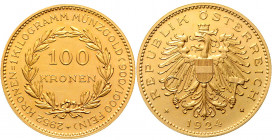 1. Republik 1918 - 1934 - 1938 100 Zollkronen 1924 Wien Her. 2 33,88g f.stgl